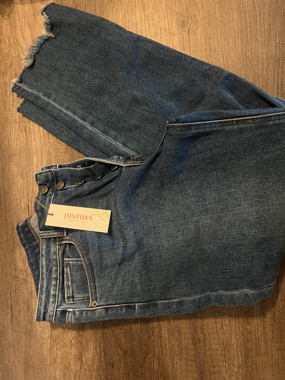 Just USA Medium Blue High-Rise Button-Fly Jeans